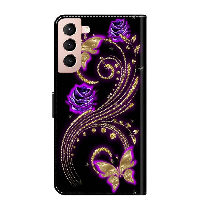 For Samsung Galaxy S21 Crystal 3D Shockproof Protective Leather Phone Case(Purple Flower Butterfly) - free shipping - PMC TechLife - Order now!
