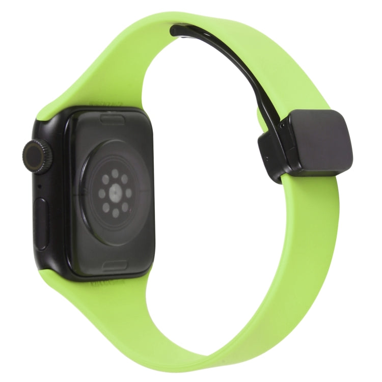 For Apple Watch 8 41mm Magnetic Buckle Slim Silicone Watch Band(Green) - Watch Bands by PMC Jewellery | Online Shopping South Africa | PMC Jewellery