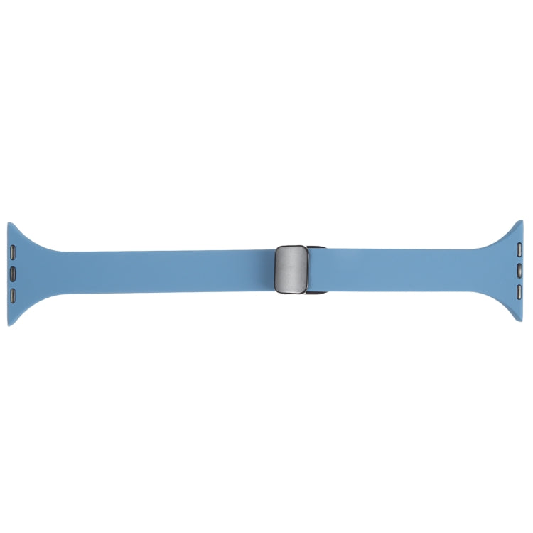 For Apple Watch 8 45mm  Magnetic Buckle Slim Silicone Watch Band(Blue) - Watch Bands by PMC Jewellery | Online Shopping South Africa | PMC Jewellery