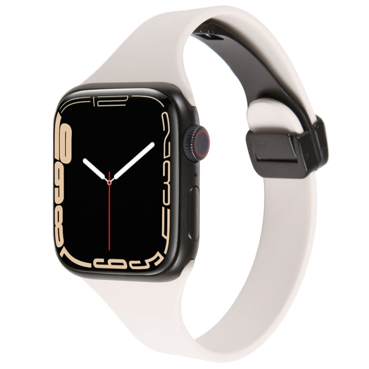 For Apple Watch 8 45mm  Magnetic Buckle Slim Silicone Watch Band(Starlight) - Watch Bands by PMC Jewellery | Online Shopping South Africa | PMC Jewellery