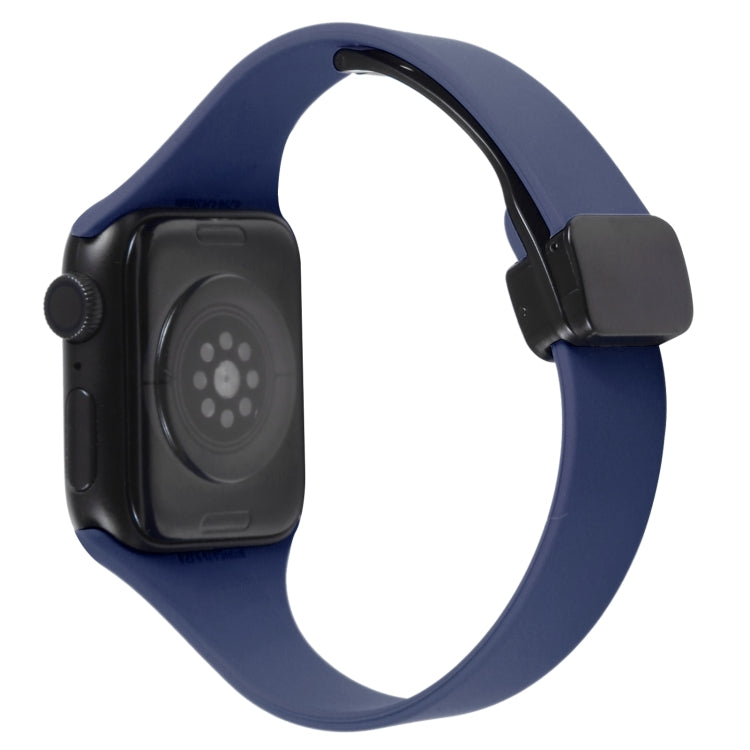 For Apple Watch SE 2022 44mm Magnetic Buckle Slim Silicone Watch Band(Midnight Blue) - Watch Bands by PMC Jewellery | Online Shopping South Africa | PMC Jewellery