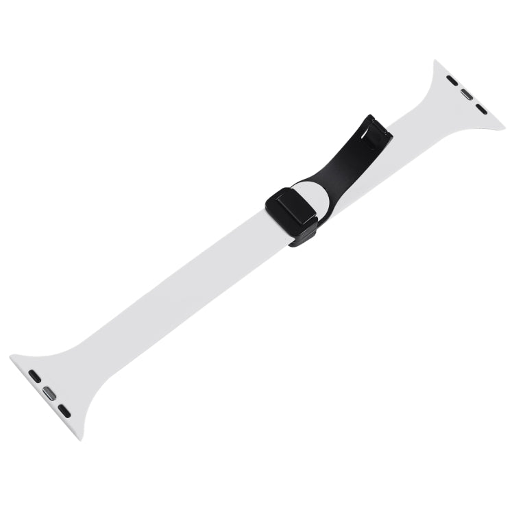 For Apple Watch 7 41mm Magnetic Buckle Slim Silicone Watch Band(White) - Watch Bands by PMC TechLife | Online Shopping South Africa | PMC TechLife