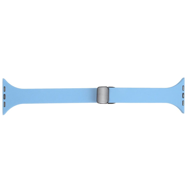 For Apple Watch 7 41mm Magnetic Buckle Slim Silicone Watch Band(Light Blue) - Watch Bands by PMC Jewellery | Online Shopping South Africa | PMC Jewellery