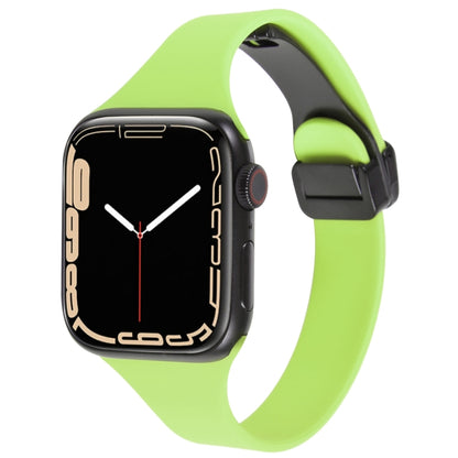 For Apple Watch SE 40mm Magnetic Buckle Slim Silicone Watch Band(Green) - Watch Bands by PMC Jewellery | Online Shopping South Africa | PMC Jewellery