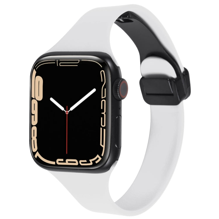 For Apple Watch SE 40mm Magnetic Buckle Slim Silicone Watch Band(White) - Watch Bands by PMC TechLife | Online Shopping South Africa | PMC TechLife