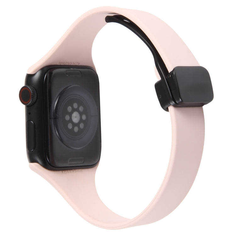 For Apple Watch SE 44mm Magnetic Buckle Slim Silicone Watch Band(Pink) - Watch Bands by PMC Jewellery | Online Shopping South Africa | PMC Jewellery