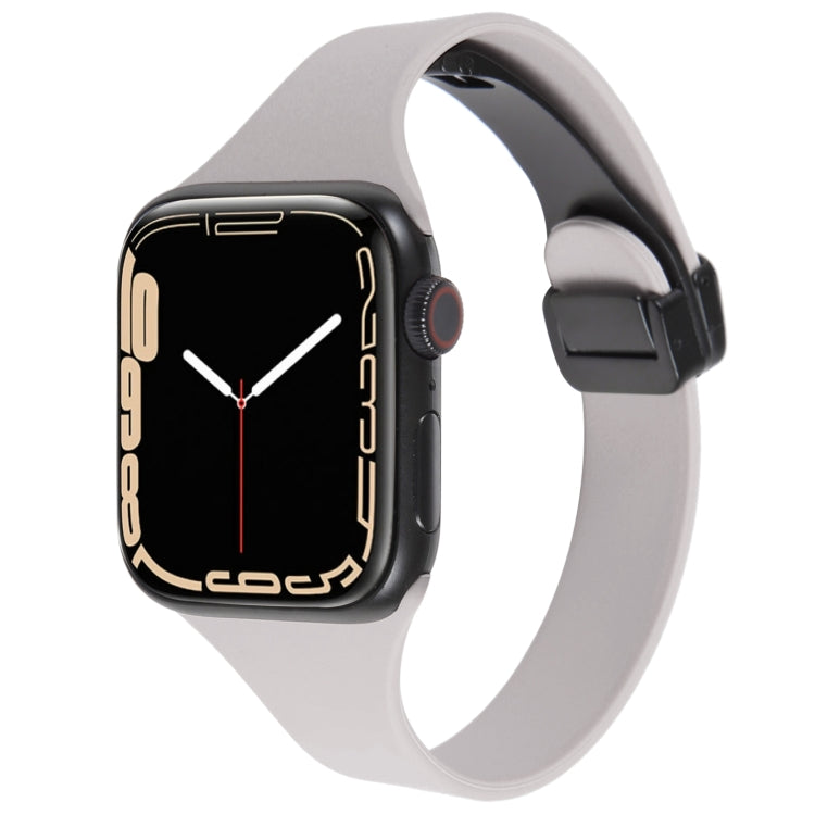 For Apple Watch SE 44mm Magnetic Buckle Slim Silicone Watch Band(Rock Grey) - Watch Bands by PMC Jewellery | Online Shopping South Africa | PMC Jewellery