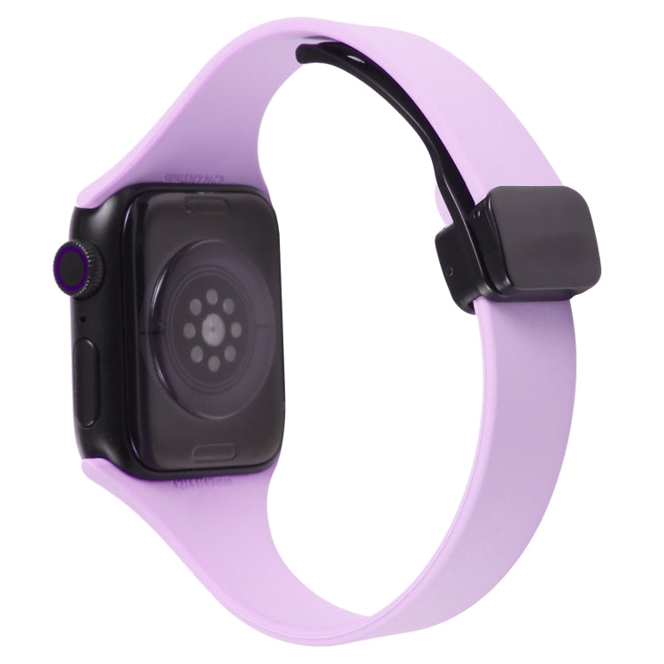 For Apple Watch SE 44mm Magnetic Buckle Slim Silicone Watch Band(Lavender) - Watch Bands by PMC Jewellery | Online Shopping South Africa | PMC Jewellery