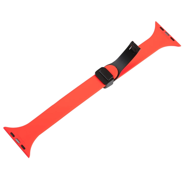 For Apple Watch 5 44mm Magnetic Buckle Slim Silicone Watch Band(Red) - Watch Bands by PMC TechLife | Online Shopping South Africa | PMC TechLife