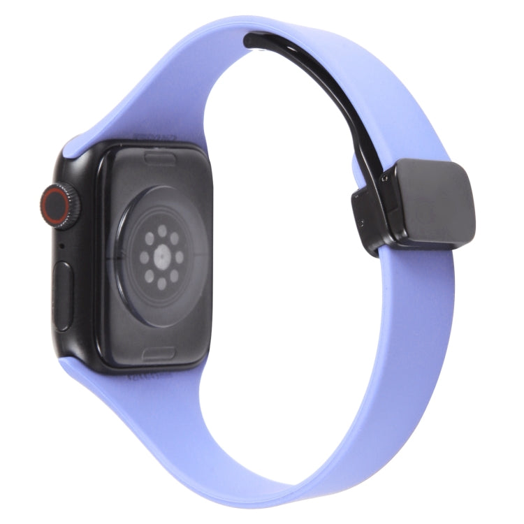 For Apple Watch 4 44mm Magnetic Buckle Slim Silicone Watch Band(Light Purple) - Watch Bands by PMC Jewellery | Online Shopping South Africa | PMC Jewellery