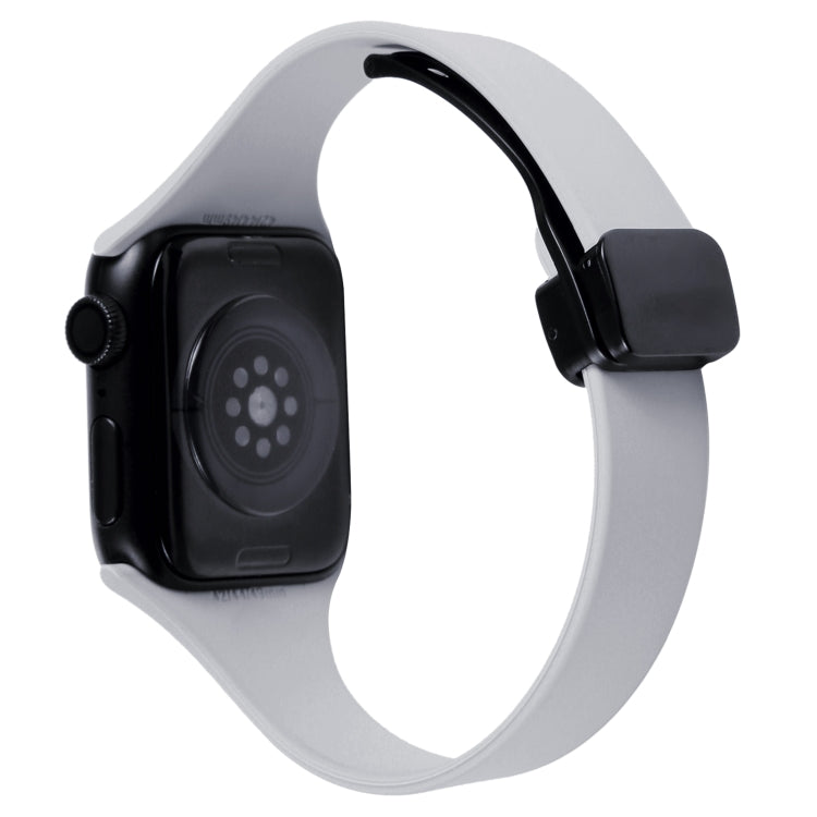 For Apple Watch 4 44mm Magnetic Buckle Slim Silicone Watch Band(Light Grey) - Watch Bands by PMC TechLife | Online Shopping South Africa | PMC TechLife