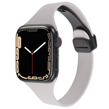 For Apple Watch 3 38mm Magnetic Buckle Slim Silicone Watch Band(Rock Grey) - Watch Bands by PMC Jewellery | Online Shopping South Africa | PMC Jewellery