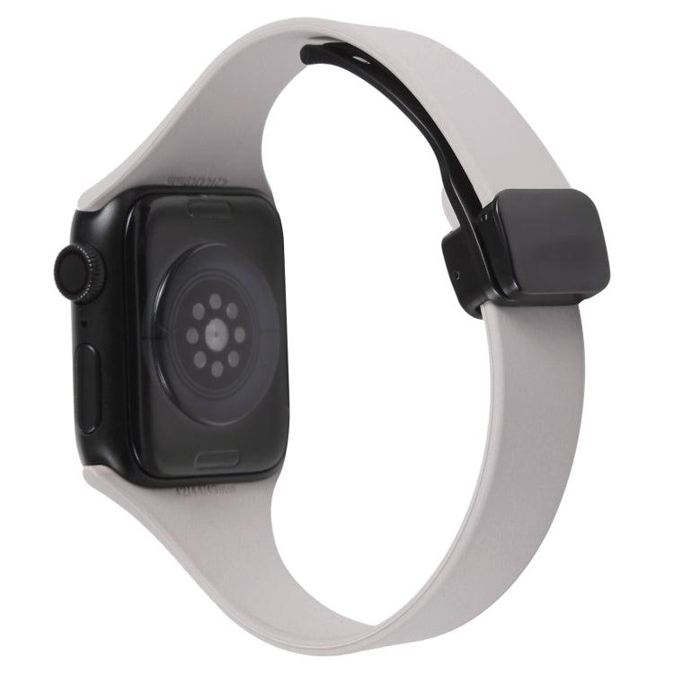 For Apple Watch 3 38mm Magnetic Buckle Slim Silicone Watch Band(Rock Grey) - Watch Bands by PMC Jewellery | Online Shopping South Africa | PMC Jewellery