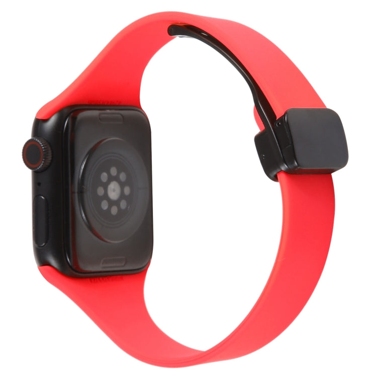 For Apple Watch 3 42mm Magnetic Buckle Slim Silicone Watch Band(Red) - Watch Bands by PMC TechLife | Online Shopping South Africa | PMC TechLife