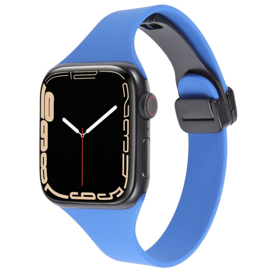 For Apple Watch 2 42mm Magnetic Buckle Slim Silicone Watch Band(Royal Blue) - Watch Bands by PMC Jewellery | Online Shopping South Africa | PMC Jewellery