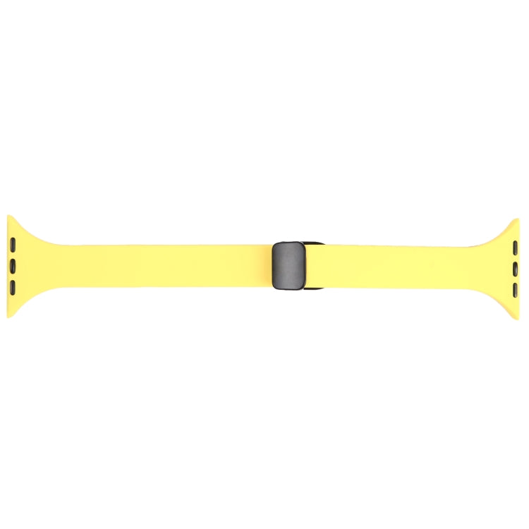 For Apple Watch 2 38mm Magnetic Buckle Slim Silicone Watch Band(Light Yellow) - Watch Bands by PMC Jewellery | Online Shopping South Africa | PMC Jewellery