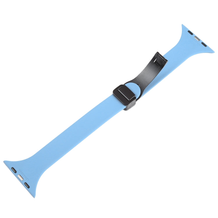 For Apple Watch 2 38mm Magnetic Buckle Slim Silicone Watch Band(Light Blue) - Watch Bands by PMC TechLife | Online Shopping South Africa | PMC TechLife