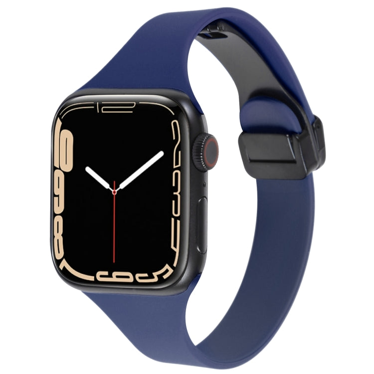 For Apple Watch 42mm Magnetic Buckle Slim Silicone Watch Band(Midnight Blue) - Watch Bands by PMC TechLife | Online Shopping South Africa | PMC TechLife