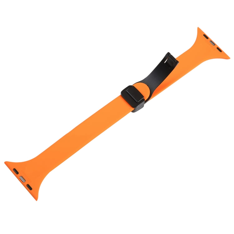 For Apple Watch 42mm Magnetic Buckle Slim Silicone Watch Band(Orange) - Watch Bands by PMC TechLife | Online Shopping South Africa | PMC TechLife
