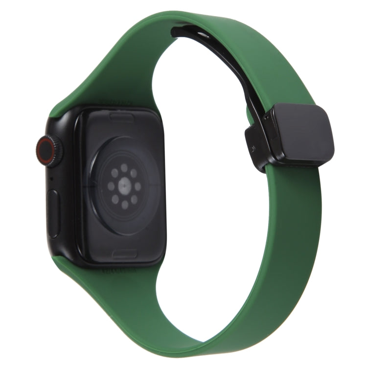 For Apple Watch 42mm Magnetic Buckle Slim Silicone Watch Band(Alfalfa Grass) - Watch Bands by PMC Jewellery | Online Shopping South Africa | PMC Jewellery