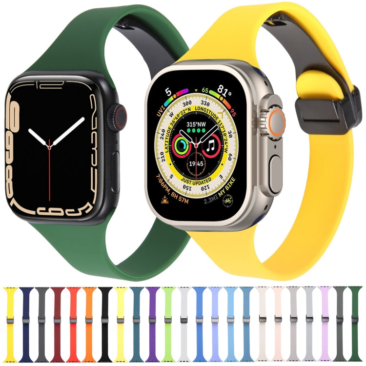 For Apple Watch SE 44mm Magnetic Buckle Slim Silicone Watch Band(Light Grey) - Watch Bands by PMC TechLife | Online Shopping South Africa | PMC TechLife