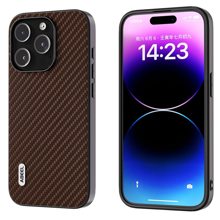For iPhone 14 Pro ABEEL Carbon Fiber Texture Protective Phone Case(Dark Brown) - free shipping - PMC TechLife - Order now!
