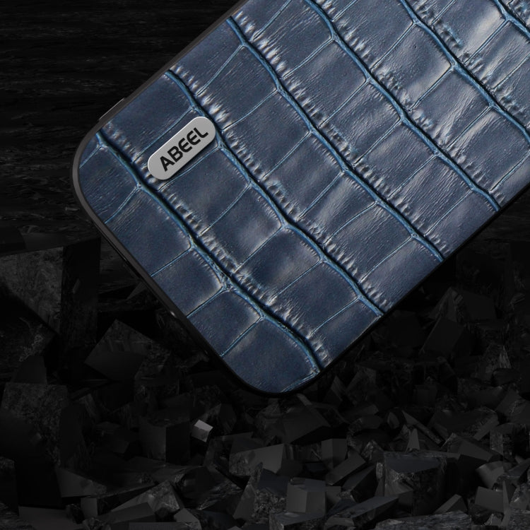 For iPhone 14 Plus ABEEL Crocodile Texture Genuine Leather Phone Case(Blue) - free shipping - PMC TechLife - Order now!