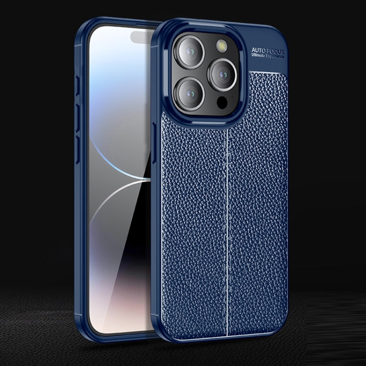 For iPhone 15 Pro Max Litchi Texture Shockproof TPU Phone Case(Blue) - free shipping - PMC TechLife - Order now!