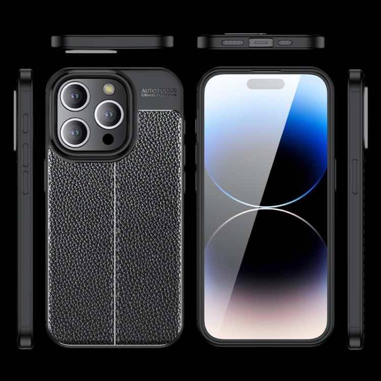 For iPhone 15 Pro Max Litchi Texture Shockproof TPU Phone Case(Blue) - free shipping - PMC TechLife - Order now!