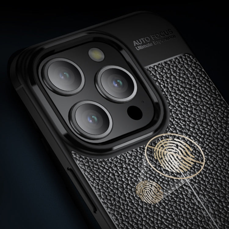 For iPhone 15 Pro Litchi Texture Shockproof TPU Phone Case(Blue) - free shipping - PMC TechLife - Order now!