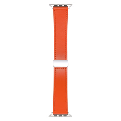 For Apple Watch 4 44mm Magnetic Buckle Skin Feel Leather Watch Band(Orange) - Watch Bands by PMC Jewellery | Online Shopping South Africa | PMC Jewellery