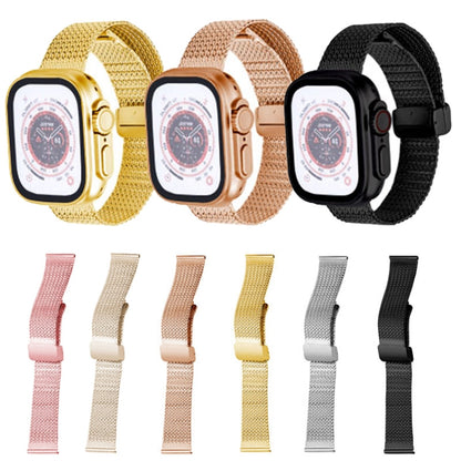 For Apple Watch 3 38mm Magnetic Buckle Herringbone Mesh Metal Watch Band(Gold) - Watch Bands by PMC Jewellery | Online Shopping South Africa | PMC Jewellery