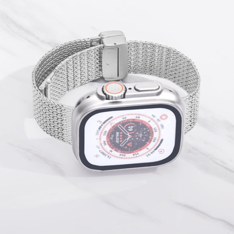 For Apple Watch 2 42mm Magnetic Buckle Herringbone Mesh Metal Watch Band(Silver) - Watch Bands by PMC TechLife | Online Shopping South Africa | PMC TechLife