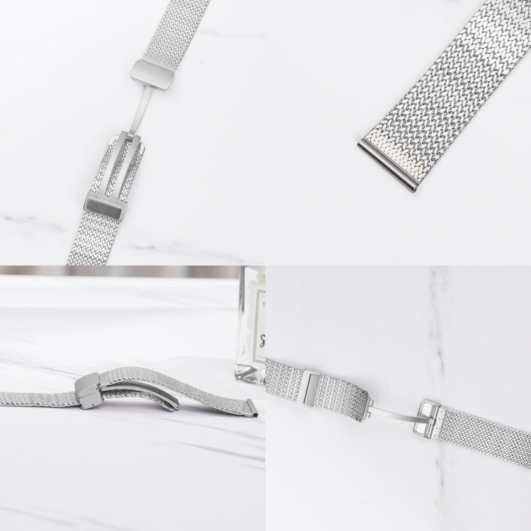 For Apple Watch 4 44mm Magnetic Buckle Herringbone Mesh Metal Watch Band(Silver) - Watch Bands by PMC Jewellery | Online Shopping South Africa | PMC Jewellery