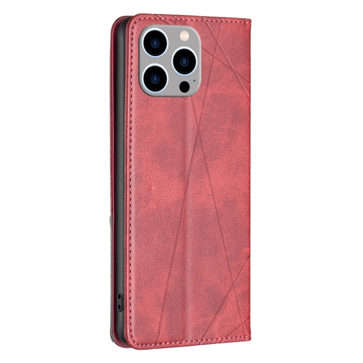For iPhone 15 Pro Max Rhombus Texture Magnetic Leather Phone Case(Red) - free shipping - PMC TechLife - Order now!