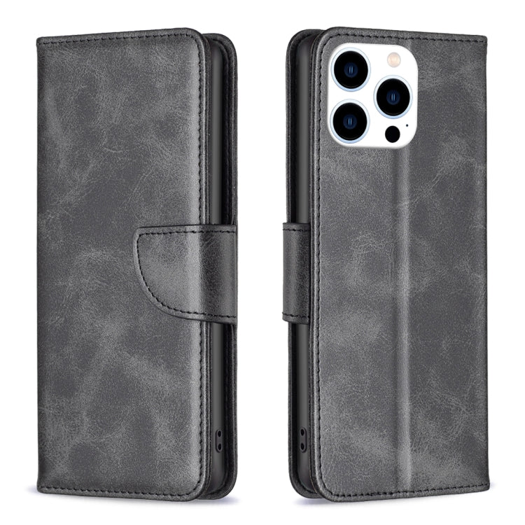 For iPhone 15 Pro Lambskin Texture Pure Color Flip Leather Phone Case(Black) - free shipping - PMC TechLife - Order now!
