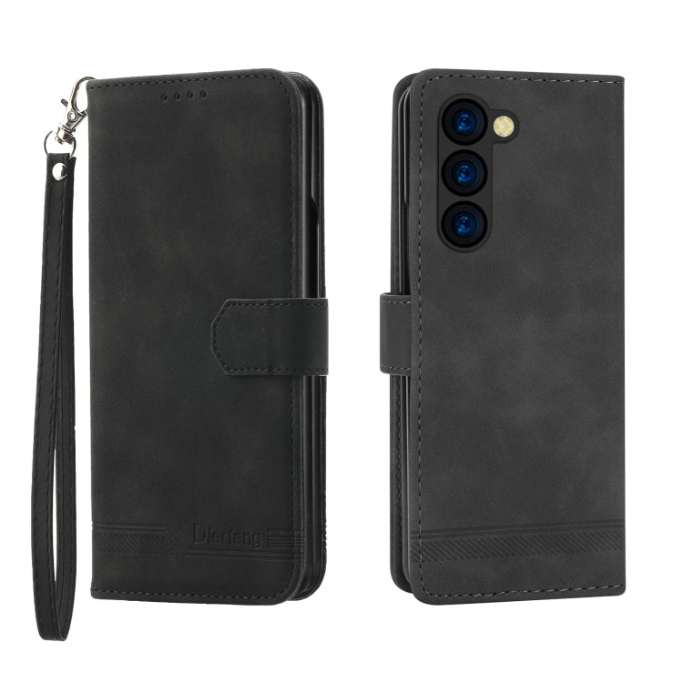 For Samsung Galaxy Z Fold5 Dierfeng Dream Line TPU + PU Leather Phone Case(Black) - free shipping - PMC TechLife - Order now!