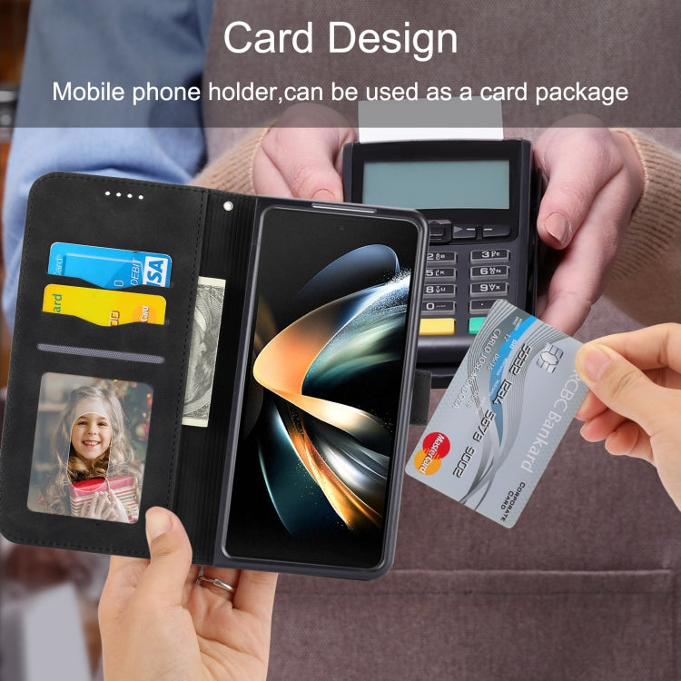 For Samsung Galaxy Z Fold5 Dierfeng Dream Line TPU + PU Leather Phone Case(Black) - free shipping - PMC TechLife - Order now!