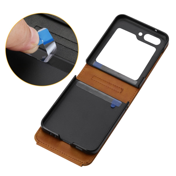 For Samsung Galaxy Z Flip5 Cubic Grid Calf Texture Magnetic Leather Phone Case(Yellow) - free shipping - PMC TechLife - Order now!