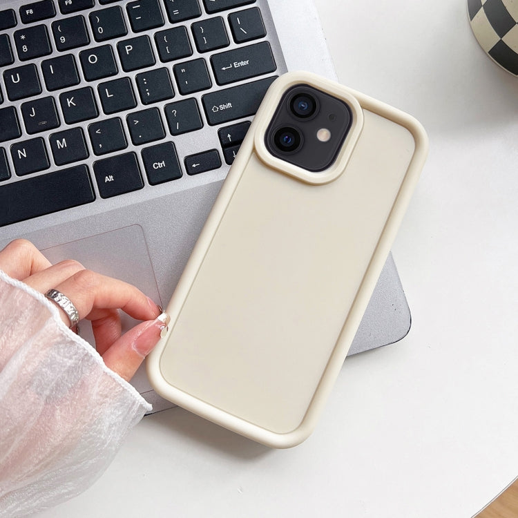 For iPhone 12 Shockproof Frame Frosted TPU Phone Case(Beige) - iPhone 12 / 12 Pro Cases by PMC Jewellery | Online Shopping South Africa | PMC Jewellery