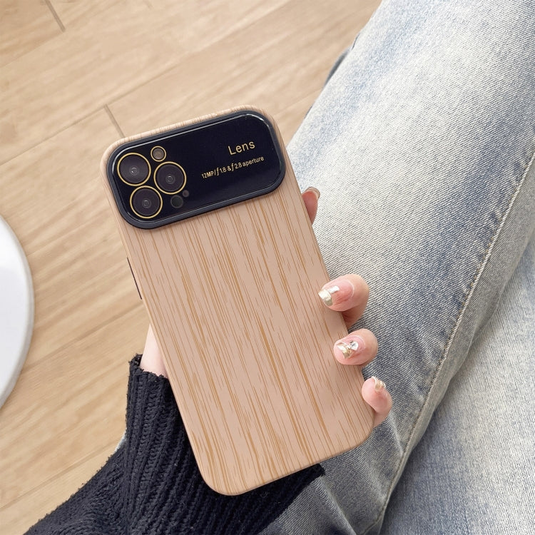 For iPhone 13 Pro Max Wood Grain TPU Phone Case with Lens Film(Khaki) - iPhone 13 Pro Max Cases by PMC TechLife | Online Shopping South Africa | PMC TechLife