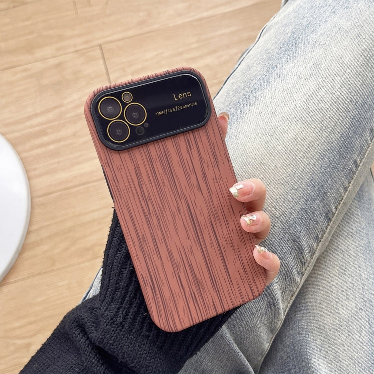 For iPhone 13 Pro Max Wood Grain TPU Phone Case with Lens Film(Brown) - iPhone 13 Pro Max Cases by PMC TechLife | Online Shopping South Africa | PMC TechLife