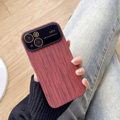 For iPhone 13 Wood Grain TPU Phone Case with Lens Film(Red) - iPhone 13 Cases by PMC Jewellery | Online Shopping South Africa | PMC Jewellery