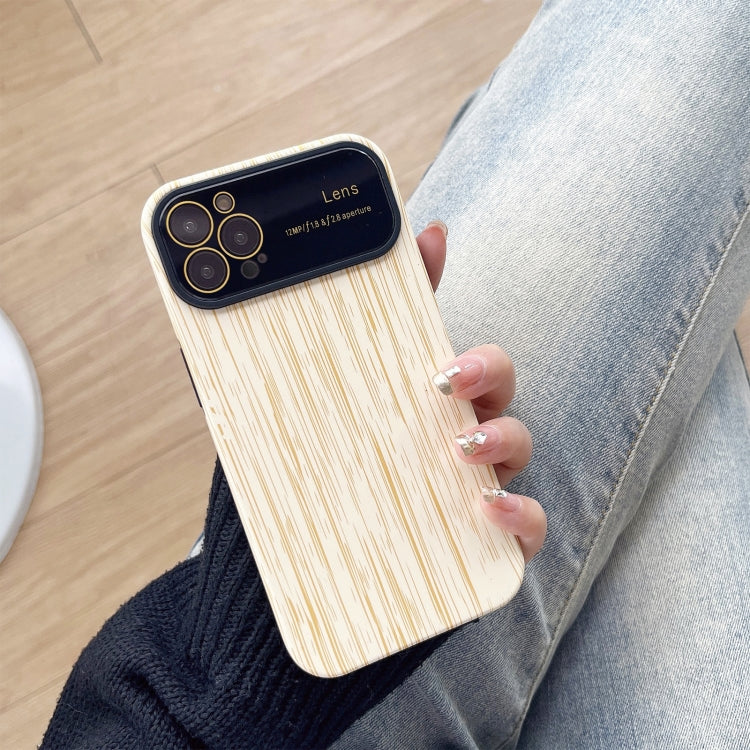 For iPhone 12 Pro Max Wood Grain TPU Phone Case with Lens Film(Beige) - iPhone 12 Pro Max Cases by PMC TechLife | Online Shopping South Africa | PMC TechLife