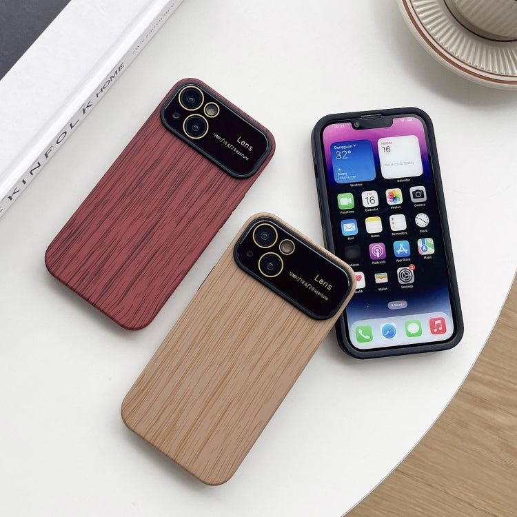 For iPhone 11 Wood Grain TPU Phone Case with Lens Film(Beige) - iPhone 11 Cases by PMC TechLife | Online Shopping South Africa | PMC TechLife