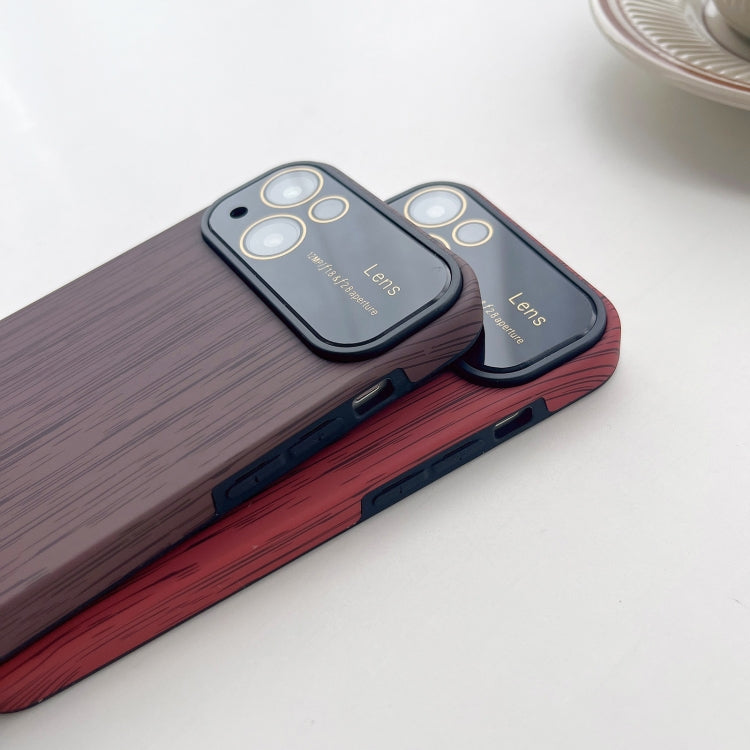 For iPhone 11 Wood Grain TPU Phone Case with Lens Film(Red) - iPhone 11 Cases by PMC TechLife | Online Shopping South Africa | PMC TechLife