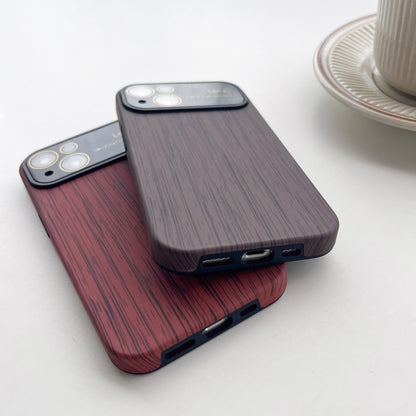 For iPhone XS Max Wood Grain TPU Phone Case with Lens Film(Grey) - More iPhone Cases by PMC Jewellery | Online Shopping South Africa | PMC Jewellery