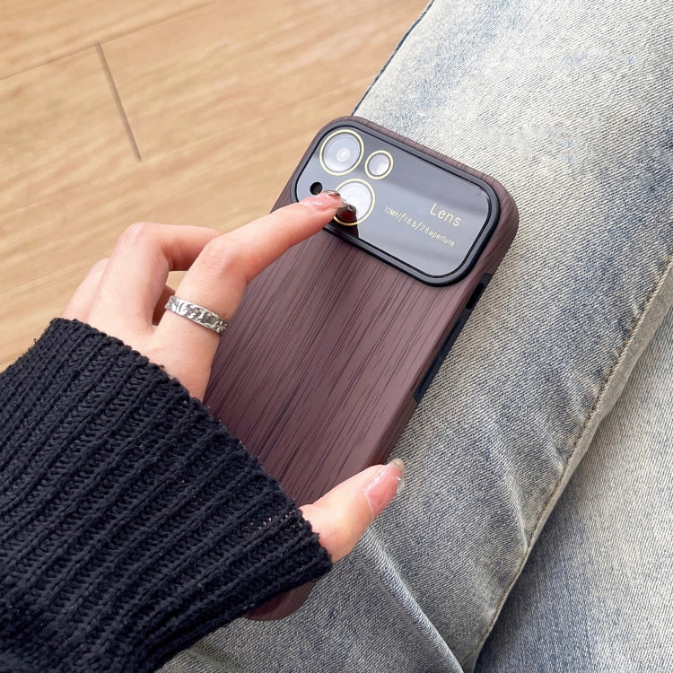 For iPhone 14 Pro Wood Grain TPU Phone Case with Lens Film(Grey) - iPhone 14 Pro Cases by PMC Jewellery | Online Shopping South Africa | PMC Jewellery