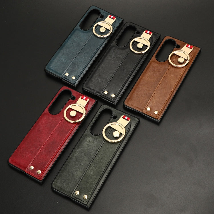 For Samsung Galaxy Fold5 Wristband Leather Back Phone Case(Black) - free shipping - PMC TechLife - Order now!