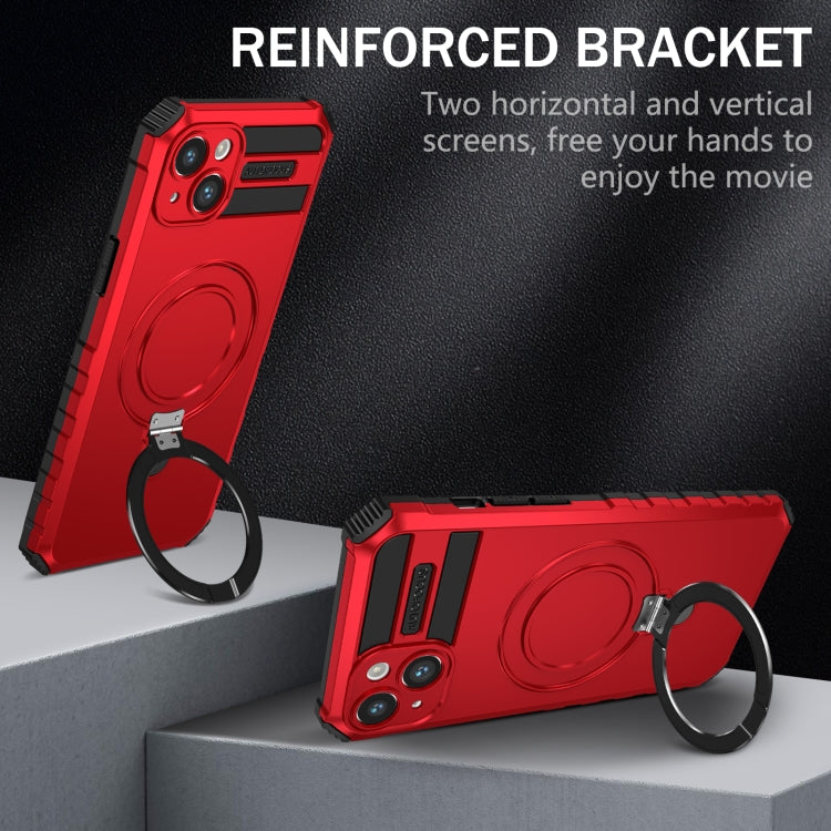 For iPhone 14 MagSafe Magnetic Holder Phone Case(Red) - iPhone 14 Cases by PMC TechLife | Online Shopping South Africa | PMC TechLife | Buy Now Pay Later Mobicred